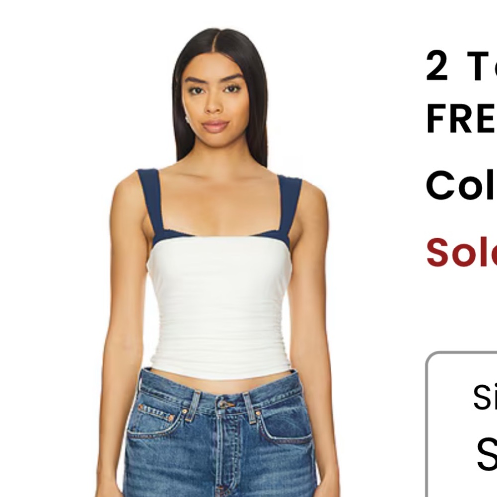 2 Tone Tank in White Combo FREE PEOPLE
